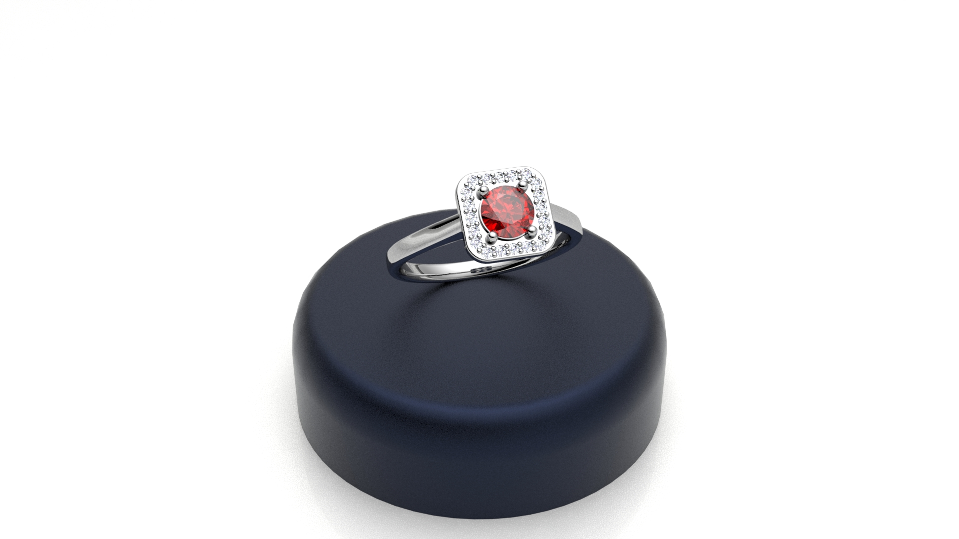 Anello quadrato rosso