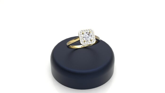 Anello Quadrato in oro giallo