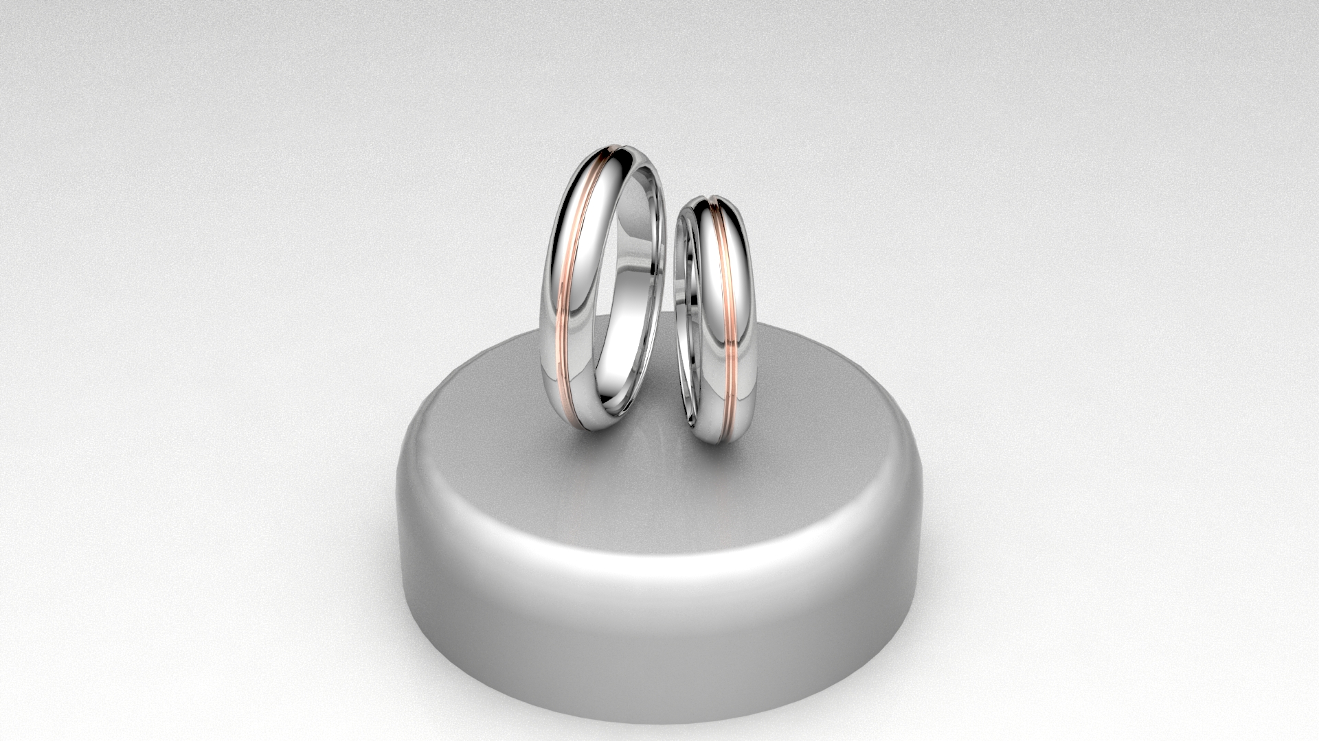 fedi bicolore bianco rodiato con linea rosé
