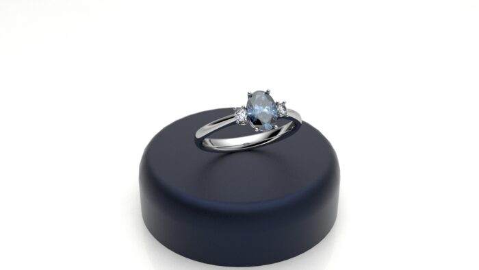 anello trilogy ovale con acquamarina