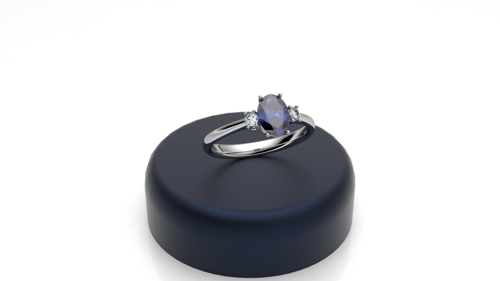 anello trilogy ovale con zaffiro