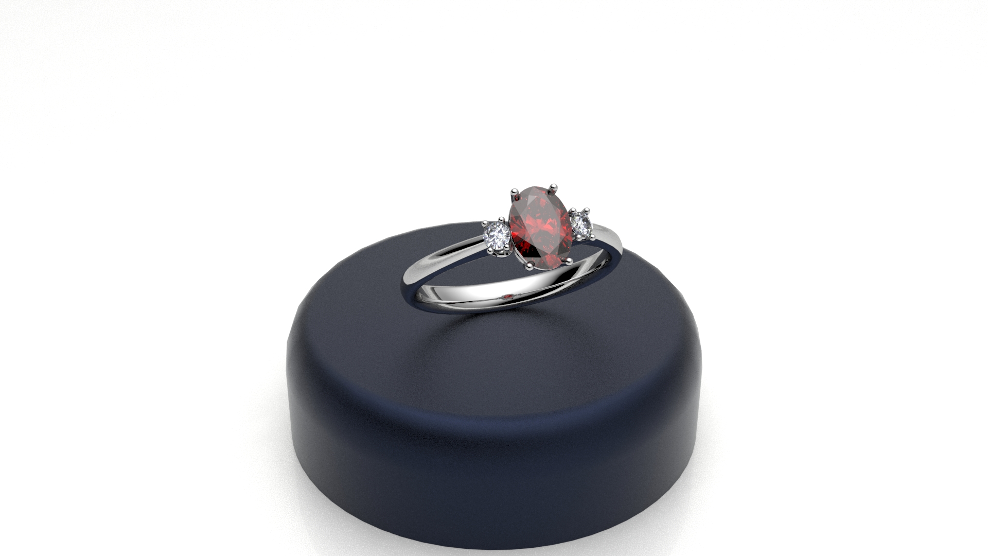 anello trilogy ovale con rubino