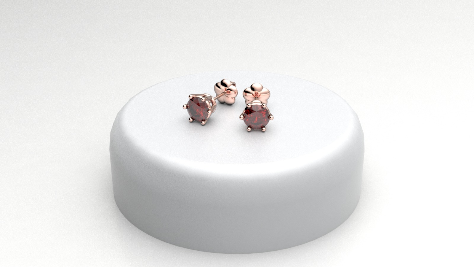 orecchini punto luce 6 griffe rosé con rubini