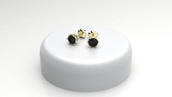 orecchini punto luce 6 griffe con diamante nero