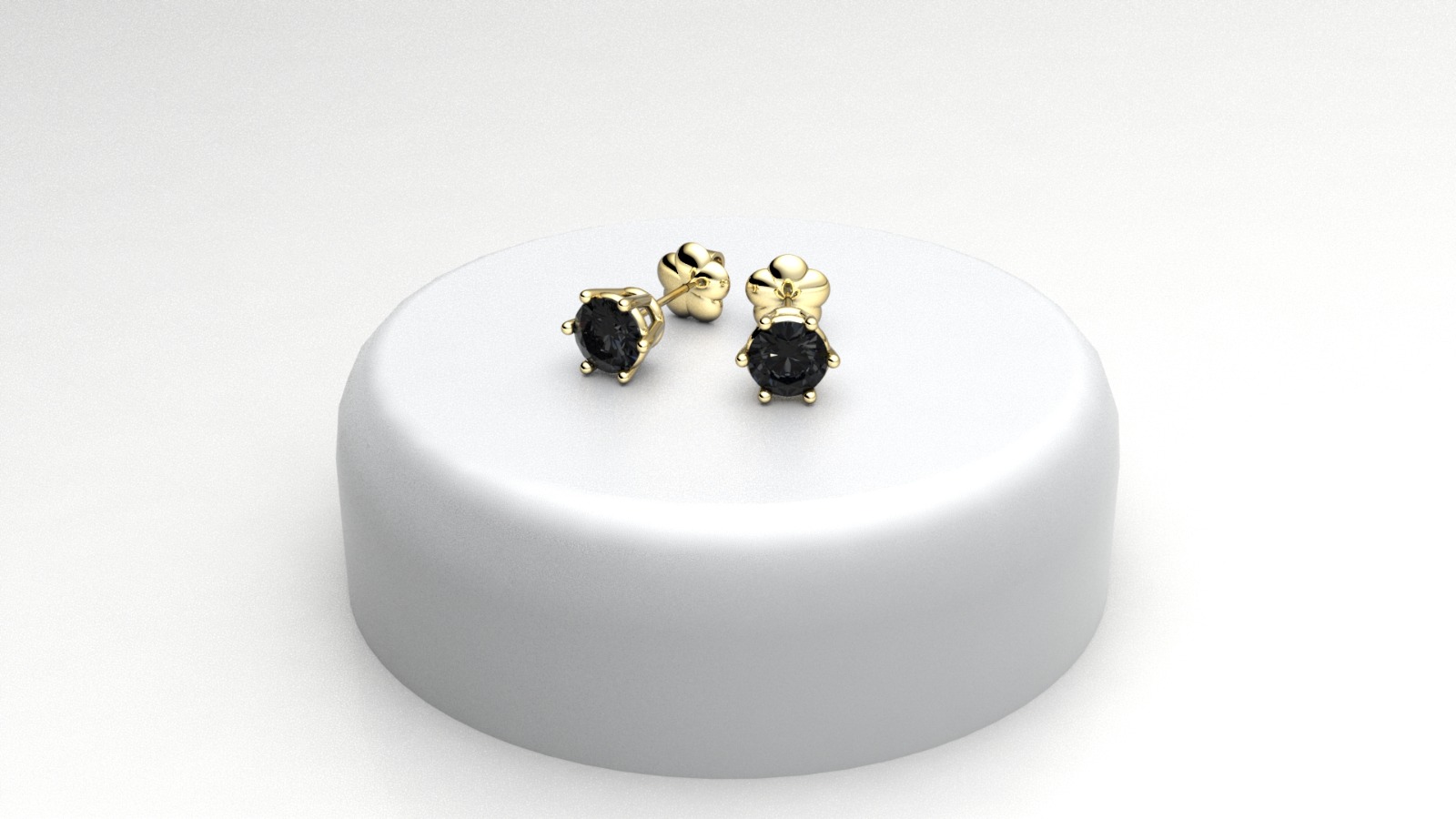 orecchini punto luce 6 griffe con diamante nero