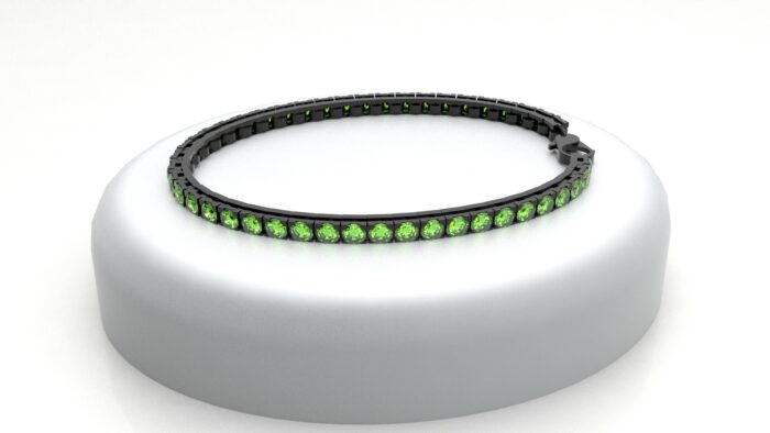 bracciale tennis nero con smeraldi