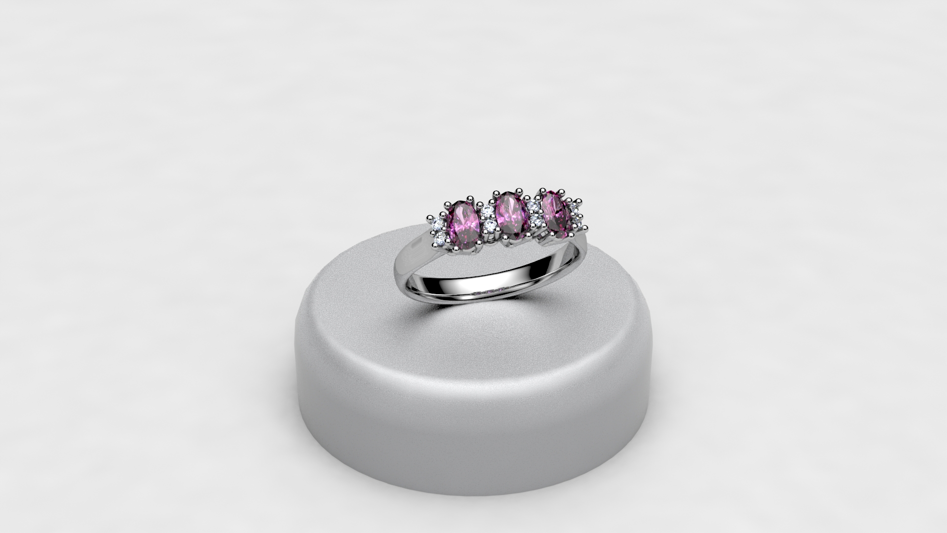 anello tre ovali rosa