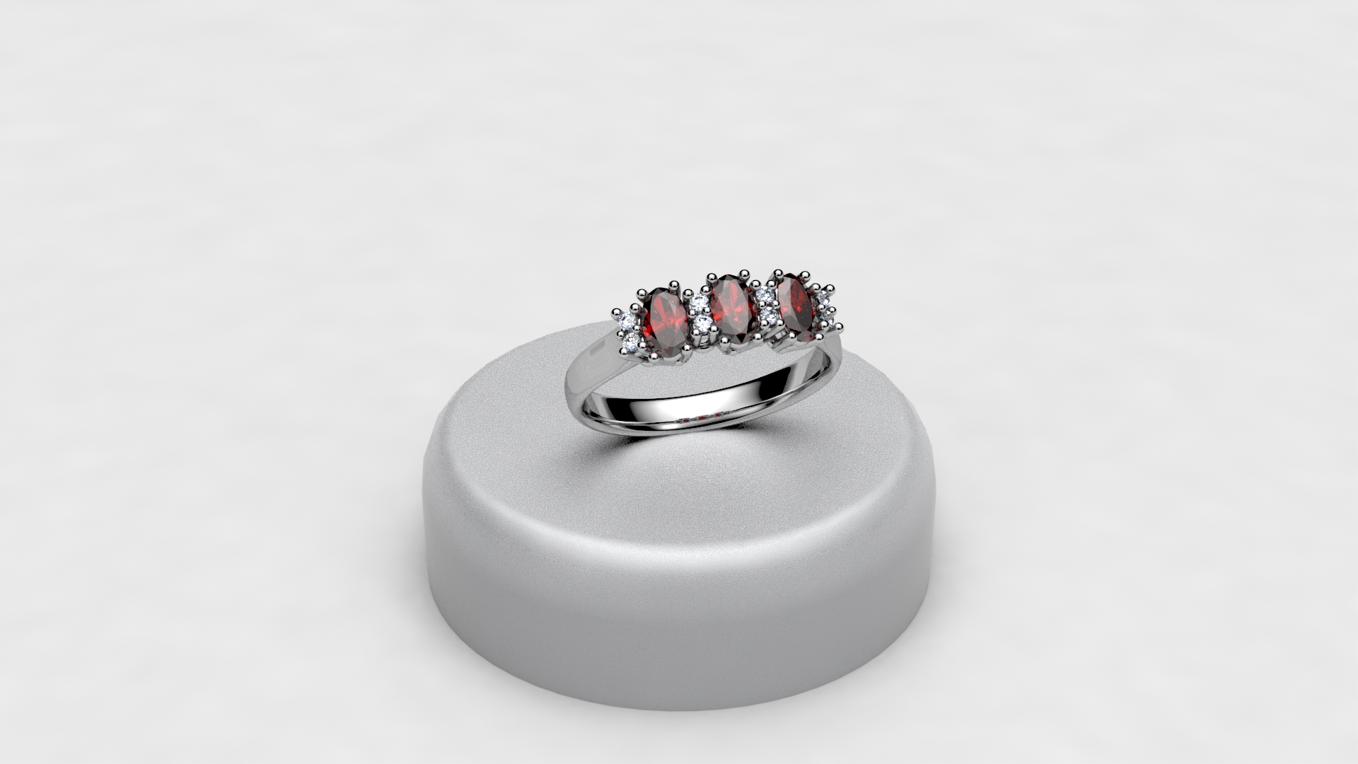 anello tre ovali rosso
