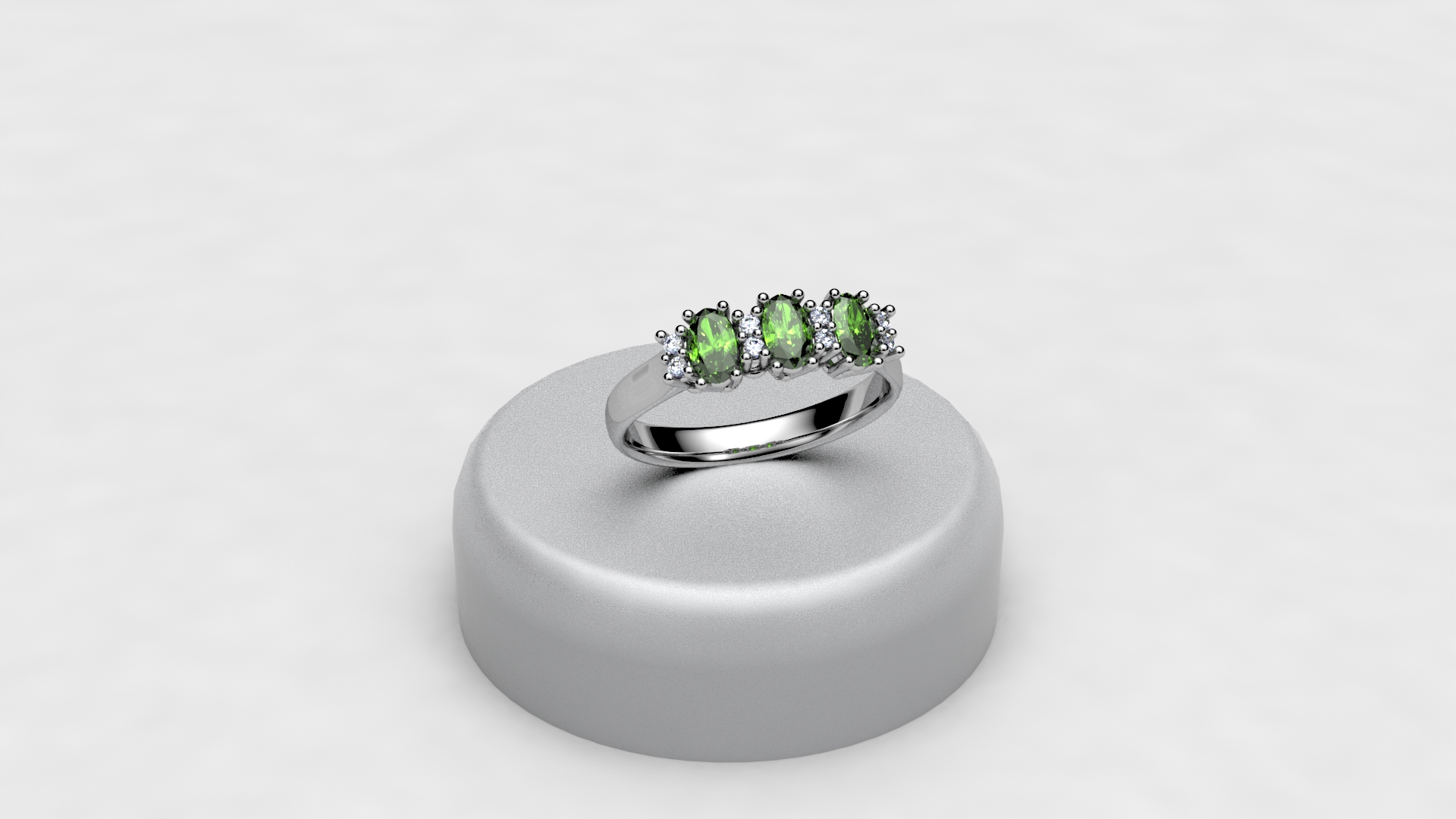 anello tre ovali verde