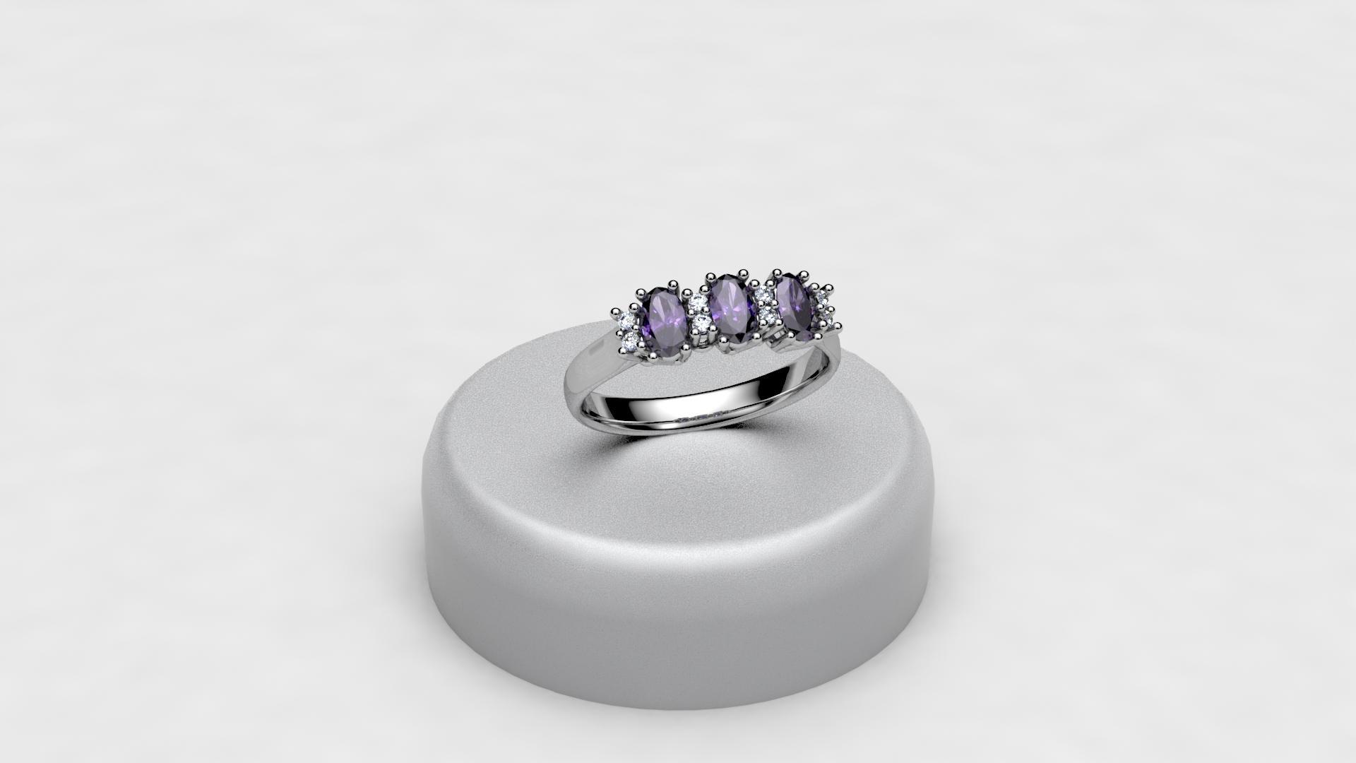 anello tre ovali viola