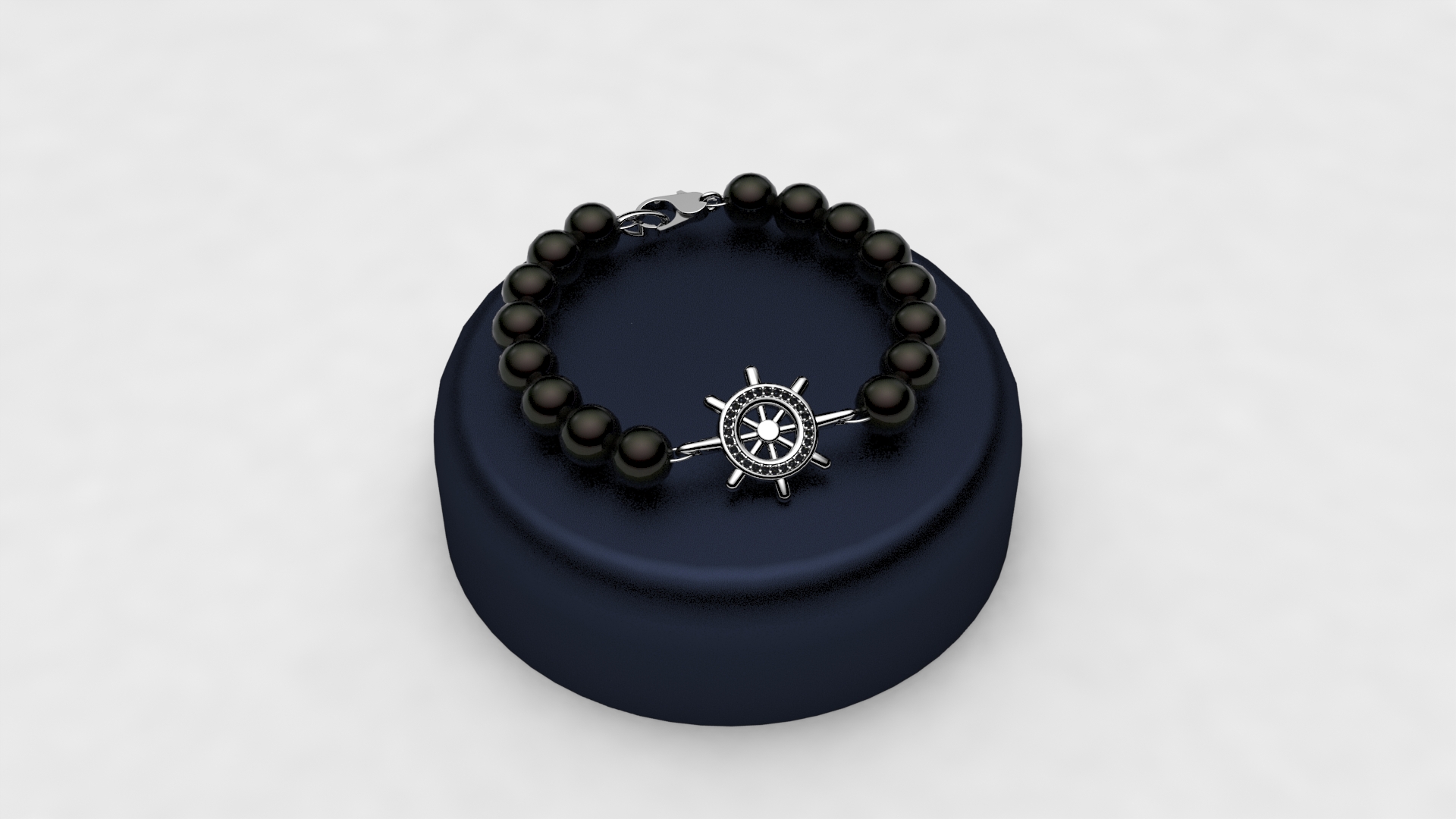 bracciale con perle nere e timone