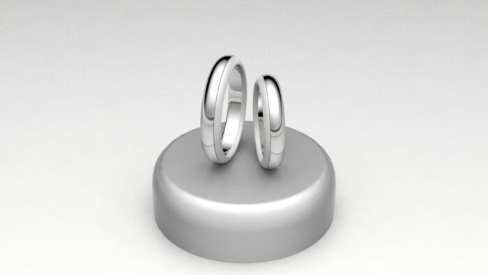 fedi bianco rodiato 3/4 lucida con linea sabbiata