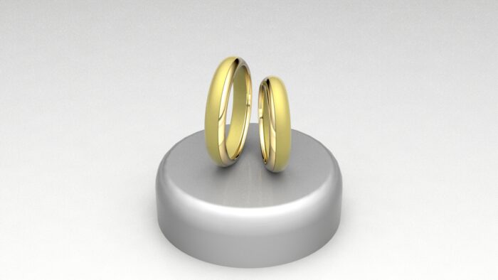 fedi oro giallo 3/4 sabbiata con linea lucida