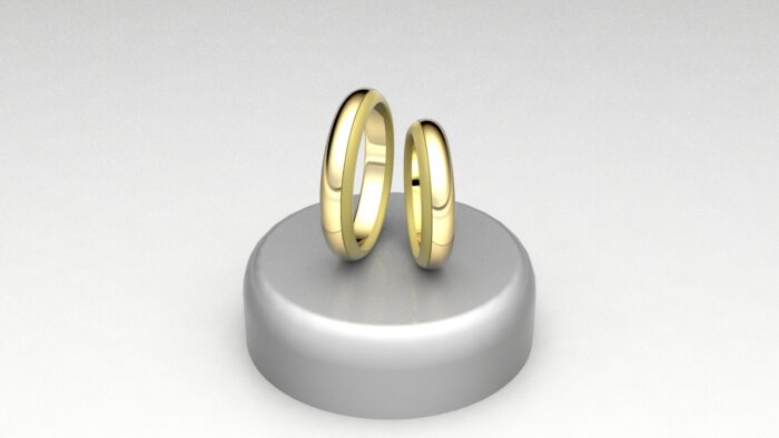 fedi in oro giallo 3/4 lucide con linea sabbiata