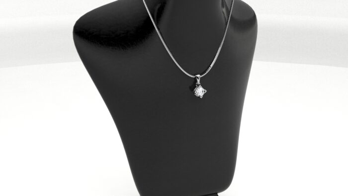 Collana punto luce castoncino quadrato bianco