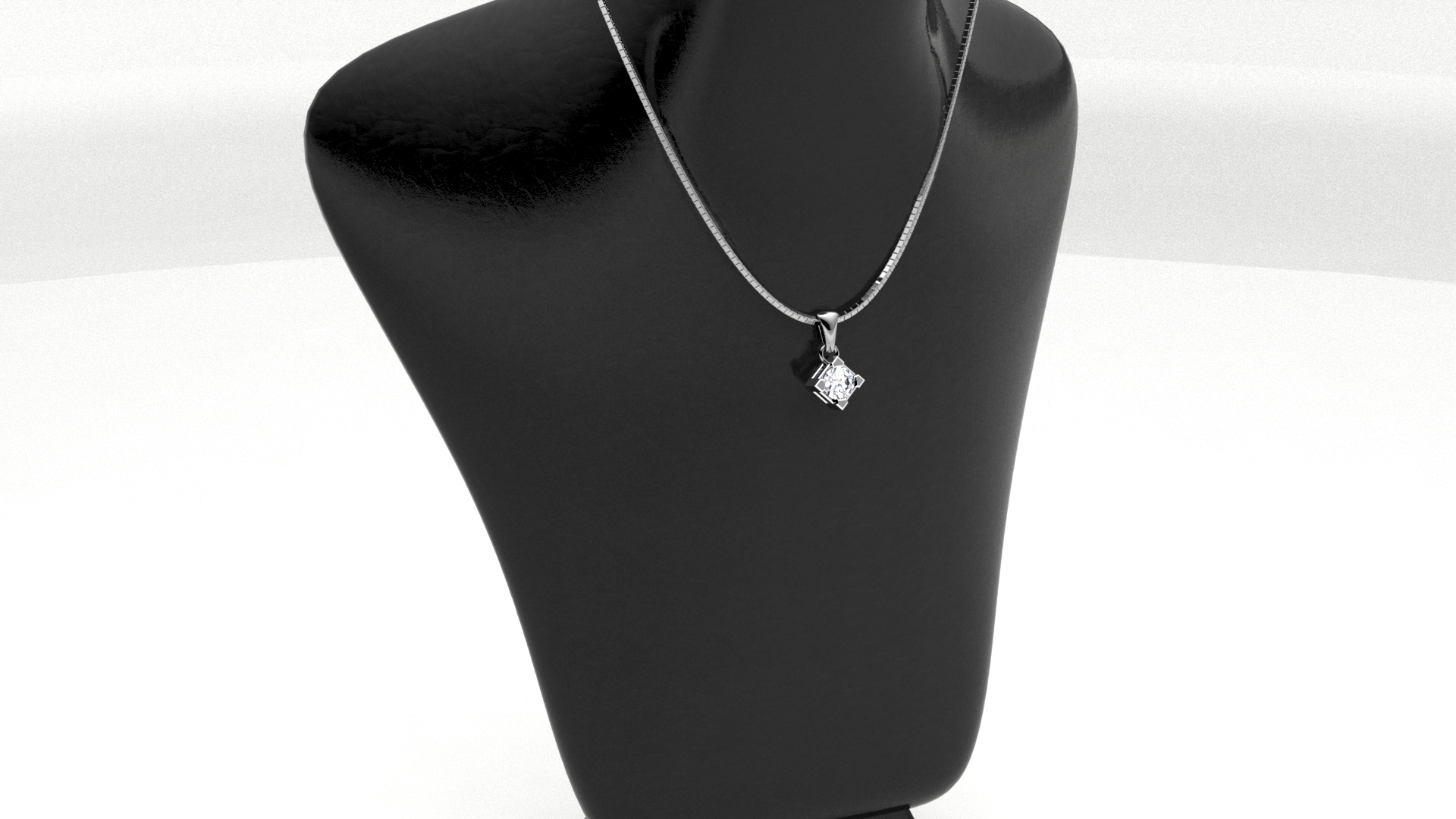 Collana punto luce castoncino quadrato bianco