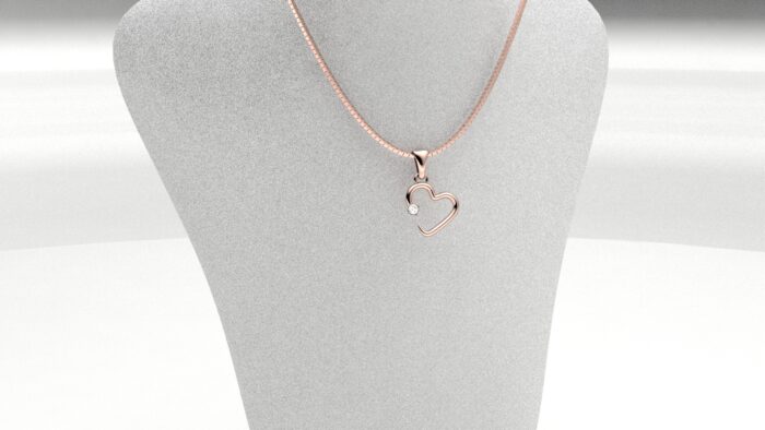 Collana cuore con punto luce rosé