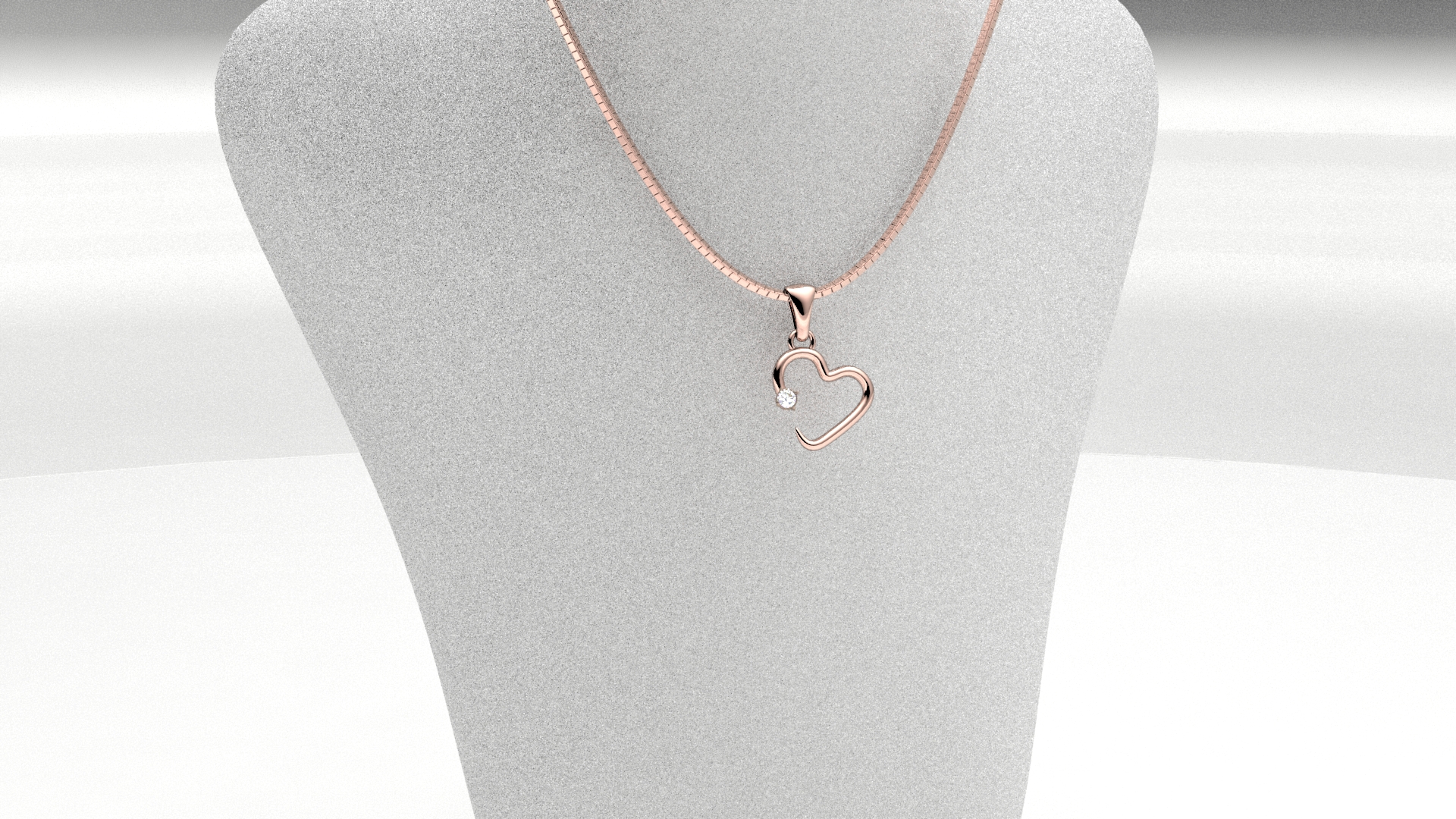 Collana cuore con punto luce rosé