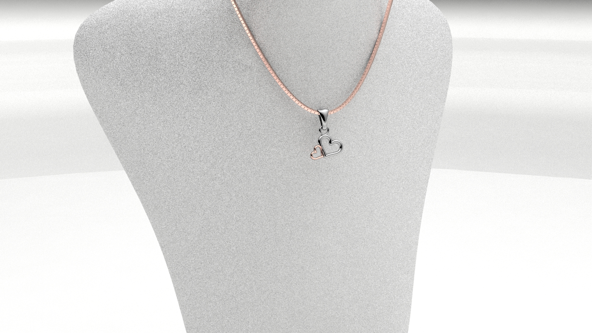 Collana due cuoricini bianco rosé