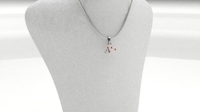 Collana due cuoricini rosé bianco