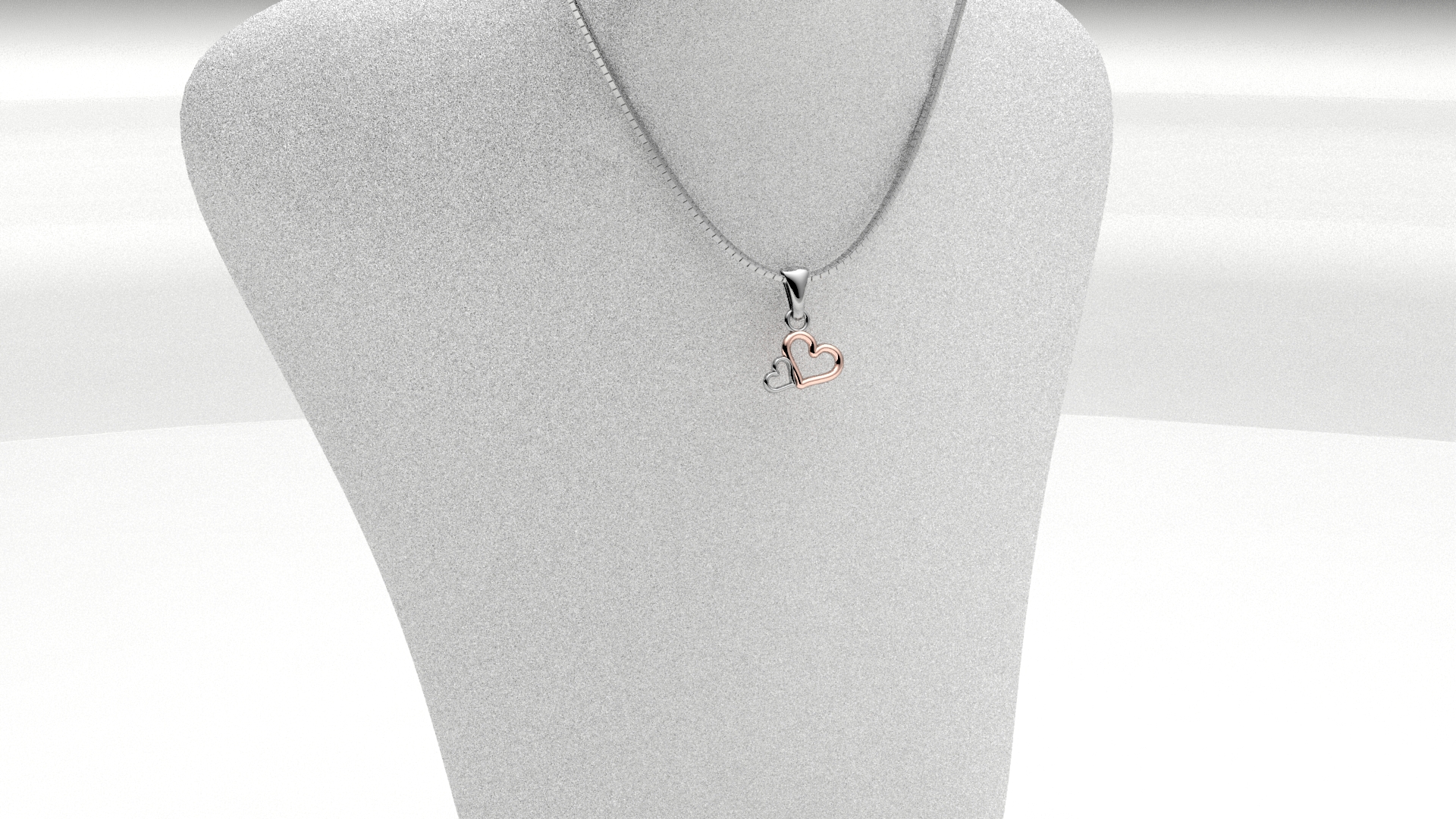 Collana due cuoricini rosé bianco