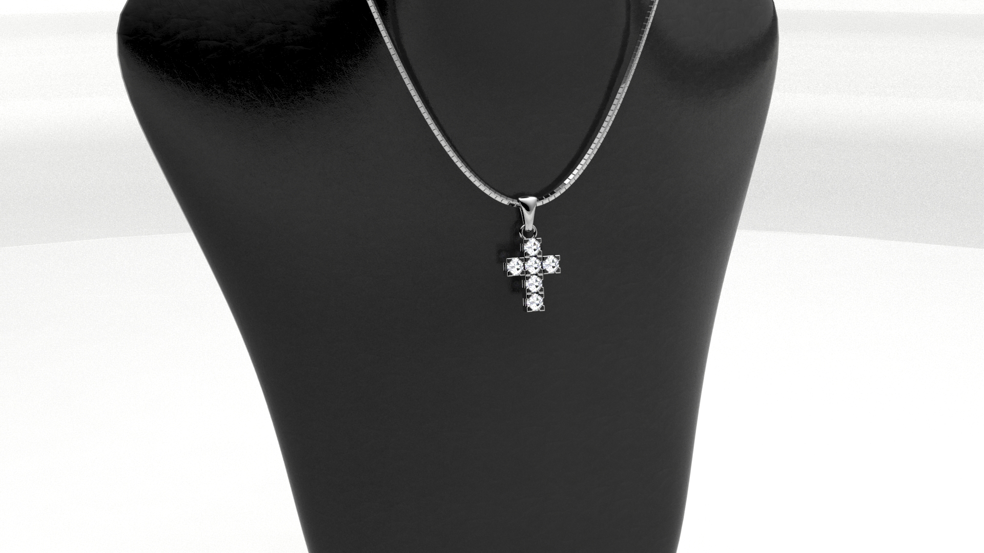 collana croce con diamanti in oro bianco