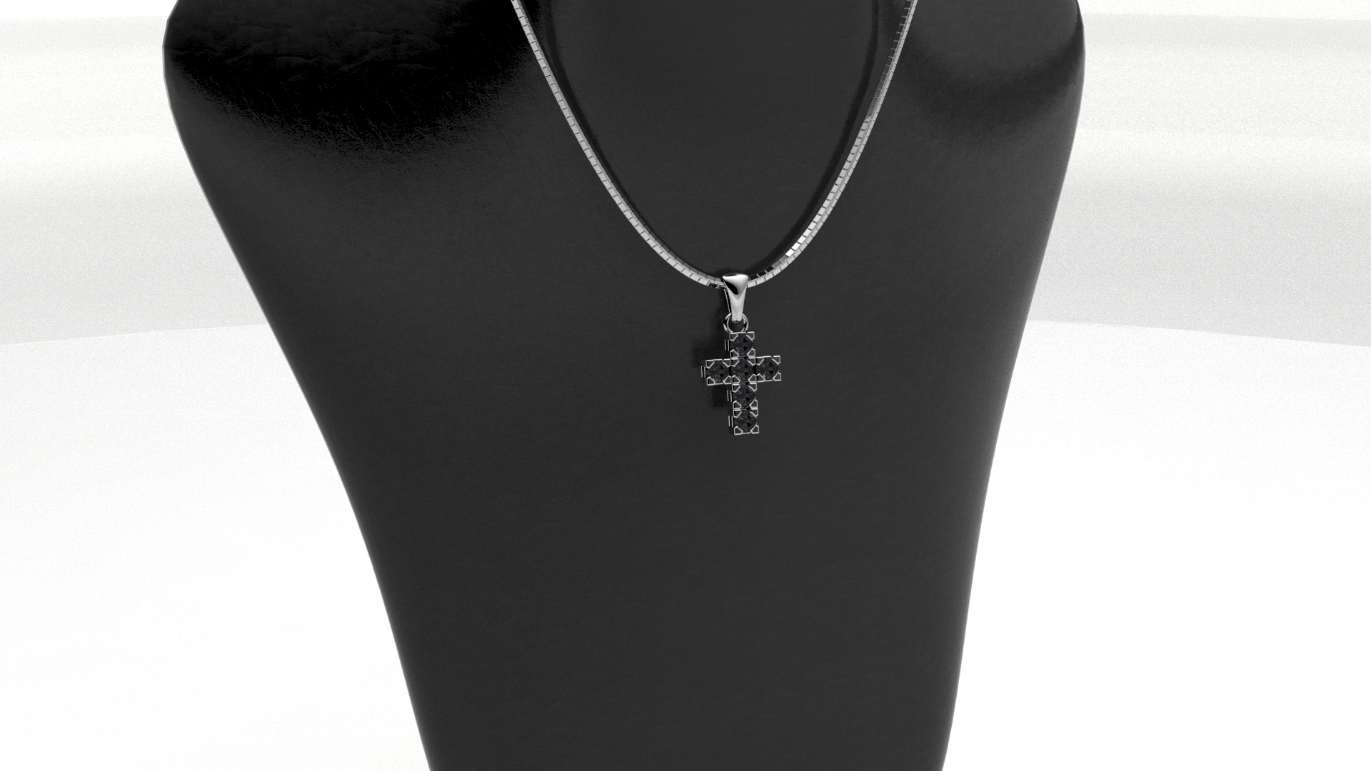 collana croce con diamanti neri in oro bianco