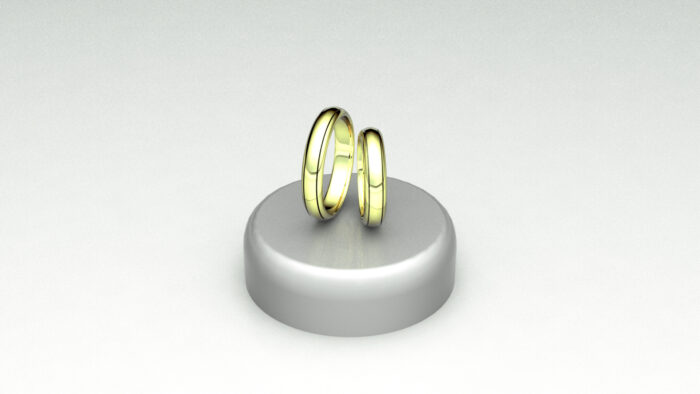 Fedi in oro e-lime con due linee laterali lucide